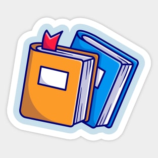 Floating Books Cartoon Sticker